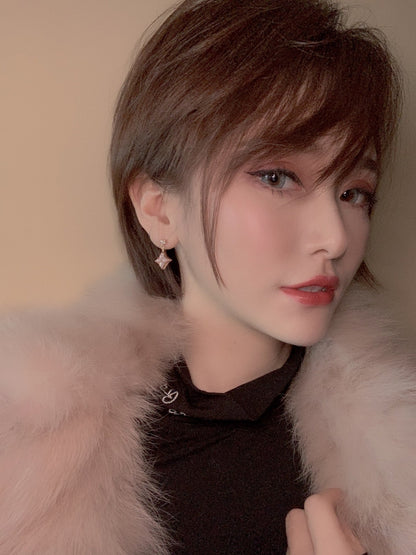 [ELAN LUXE]DOUBLE STAR PINK GOLD MOP DROP EARRINGS