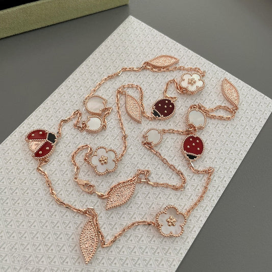 [ELAN LUXE]LUCKY SPRING 15 MOTIFS ROSE GOLD NECKLACE