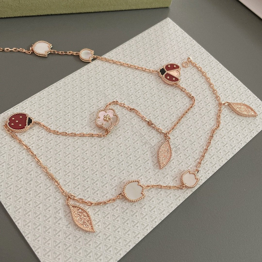 [ELAN LUXE]LUCKY SPRING 15 MOTIFS ROSE GOLD NECKLACE