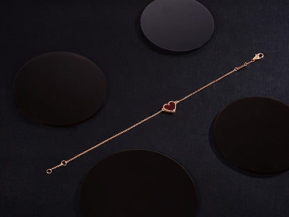 [ELAN LUXE]HEART CARNELIAN PINK GOLD BRACELET