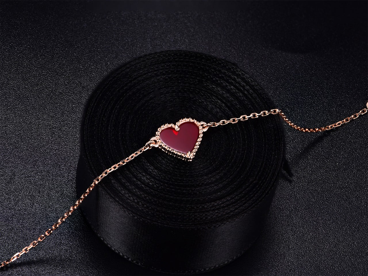 [ELAN LUXE]HEART CARNELIAN PINK GOLD BRACELET