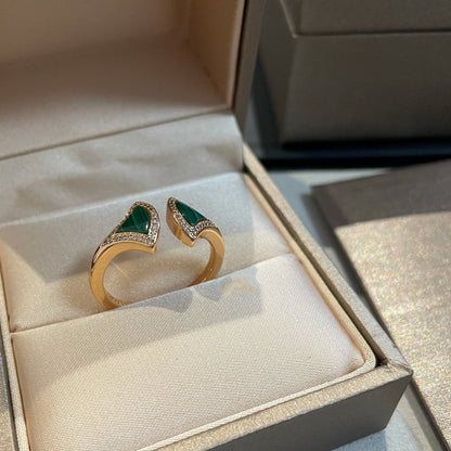 [ELAN LUXE]DREAM MALACHITE DIAMOND OPEN RING