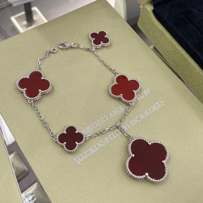 [ELAN LUXE]CLOVER 5 MOTIFS SIVLER CARNELIAN BRACELET