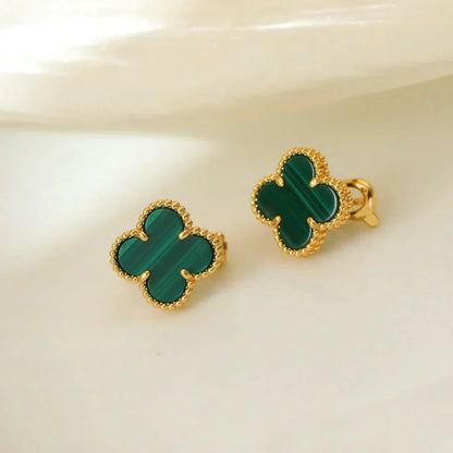 [ELAN LUXE]CLOVER MEDIUM 1 MOTIFS MALACHITE  EARRINGS