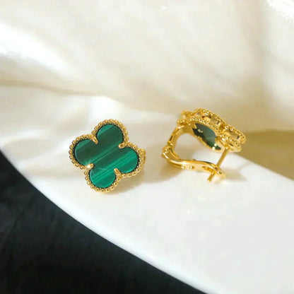 [ELAN LUXE]CLOVER MEDIUM 1 MOTIFS MALACHITE  EARRINGS