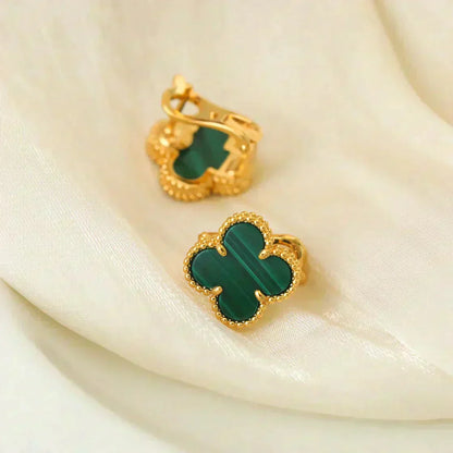 [ELAN LUXE]CLOVER MEDIUM 1 MOTIFS MALACHITE  EARRINGS