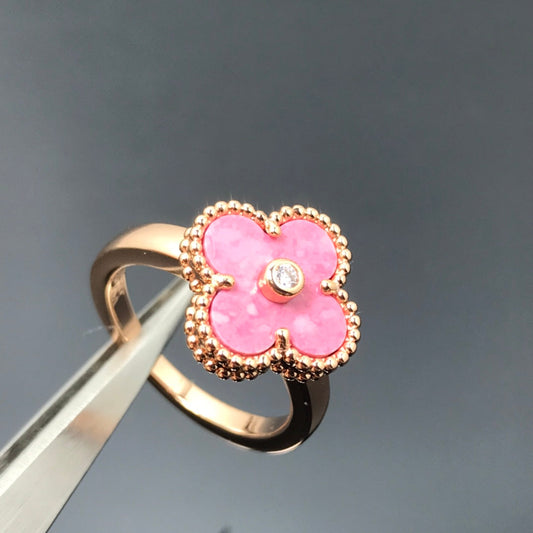 [ELAN LUXE]CLOVER RHODONITE ROSE GOLD RING