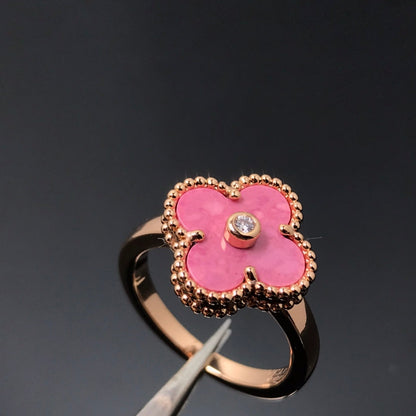 [ELAN LUXE]CLOVER RHODONITE ROSE GOLD RING