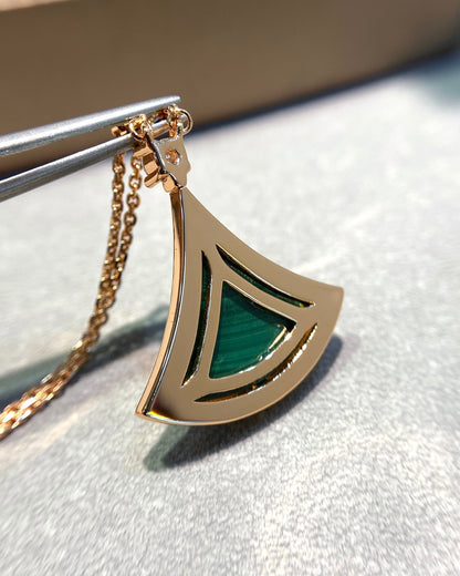 [ELAN LUXE]DREAM MALACHITE DIAMOND PAVED PINK GOLD NECKLACE