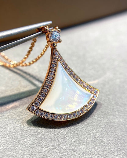 [ELAN LUXE]DREAM MOP DIAMOND PAVED PINK GOLD NECKLACE
