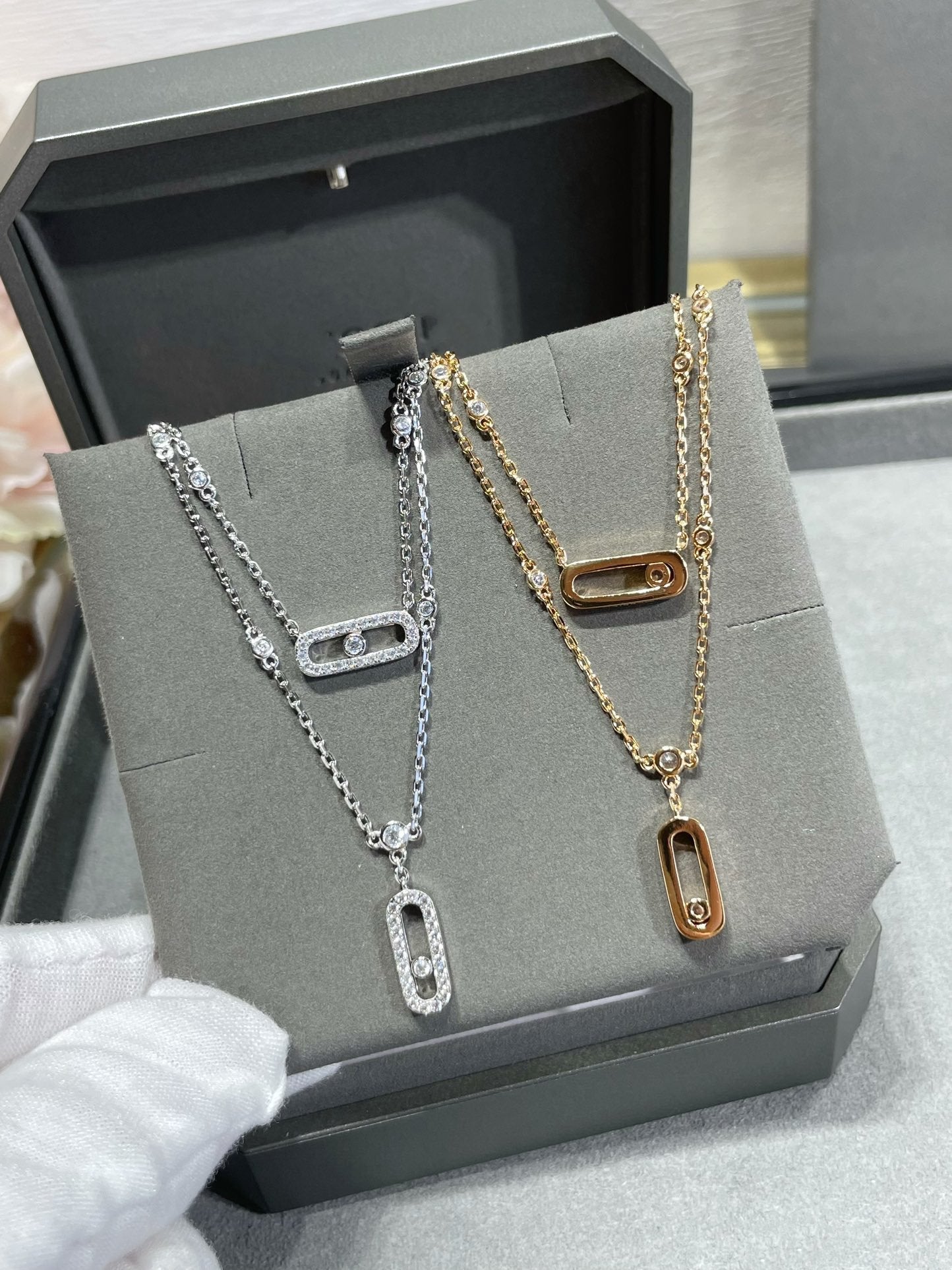 [ELAN LUXE]MOVE 2 ROW DIAMOND NECKLACE