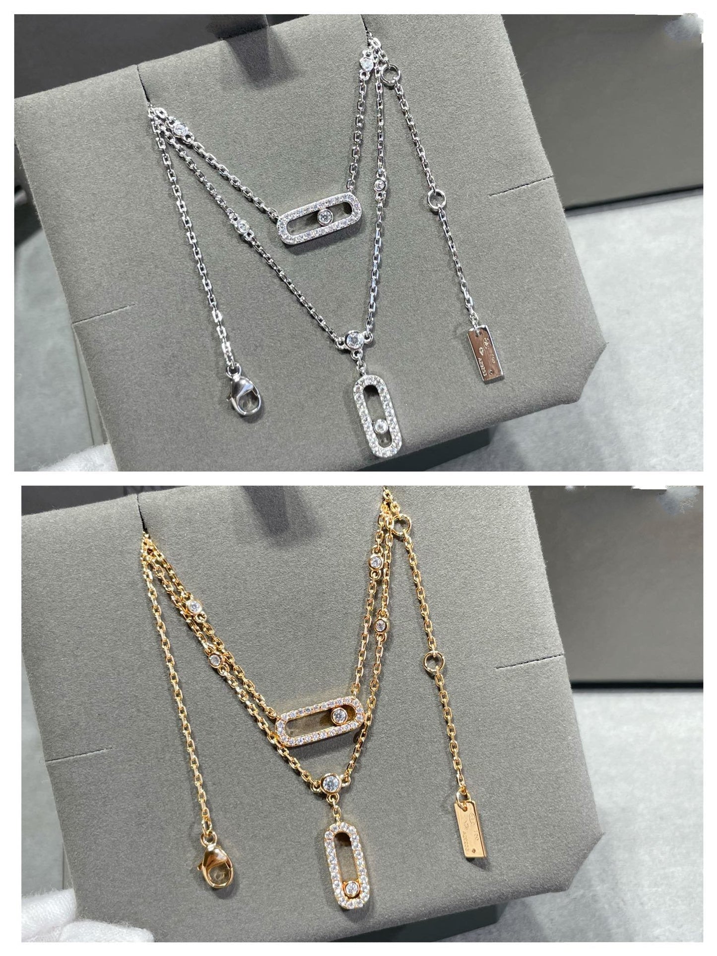 [ELAN LUXE]MOVE 2 ROW DIAMOND NECKLACE