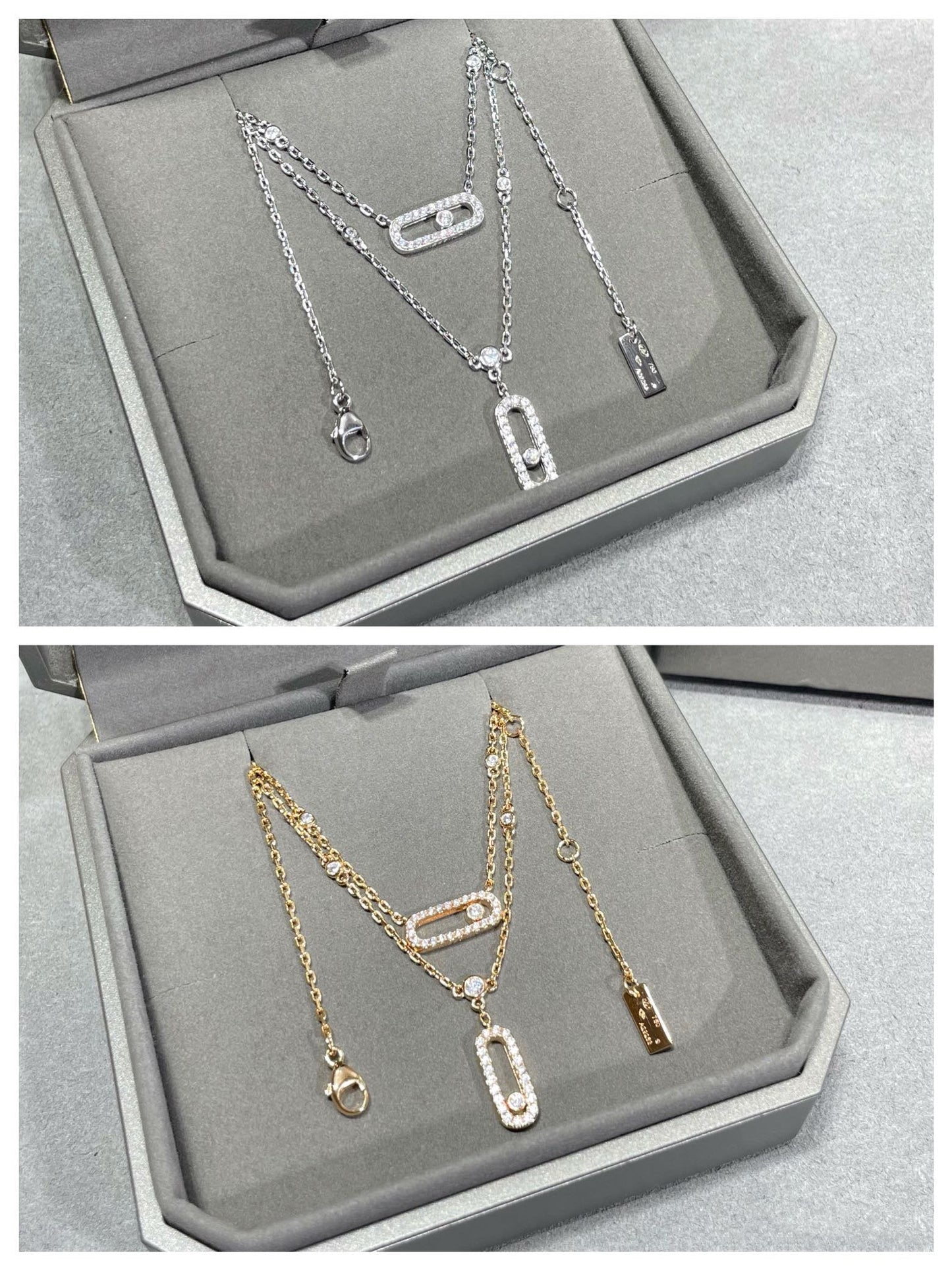 [ELAN LUXE]MOVE 2 ROW DIAMOND NECKLACE