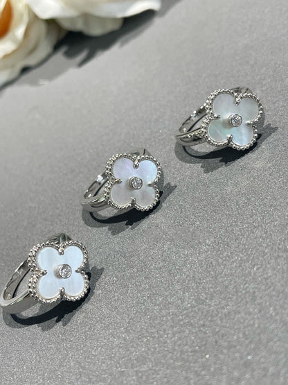 [ELAN LUXE]CLOVER SILVER MOP DIAMOND RING