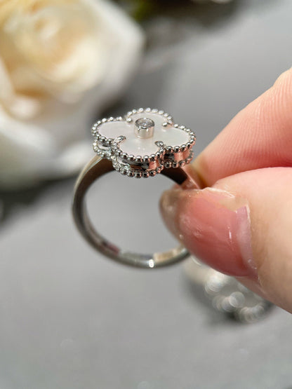 [ELAN LUXE]CLOVER SILVER MOP DIAMOND RING