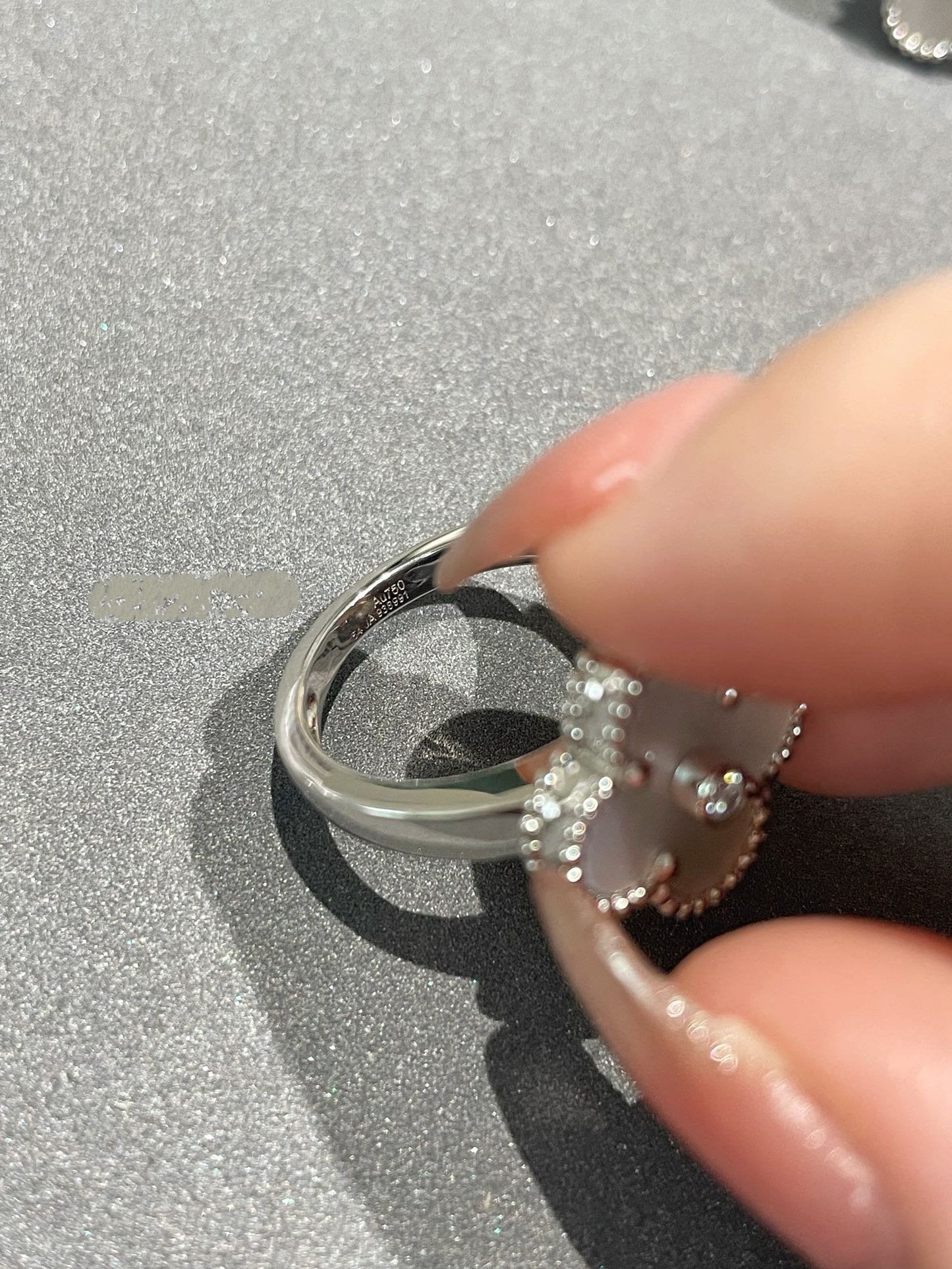[ELAN LUXE]CLOVER SILVER MOP DIAMOND RING