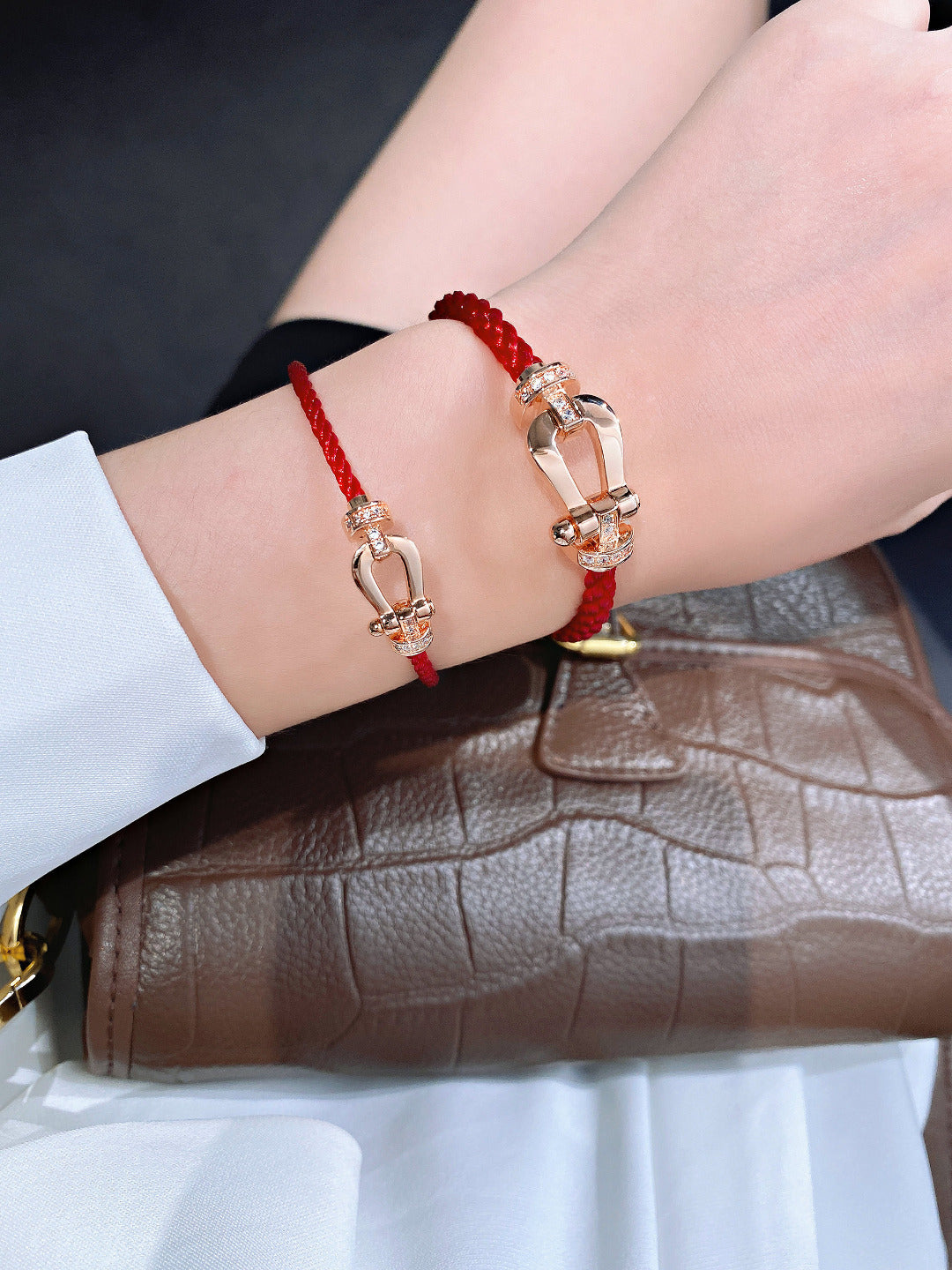 [ELAN LUXE]FORCE 10 HALF DIAMOND PINK GOLD RED CORDERI LARGE AND MEDIUM MODEL