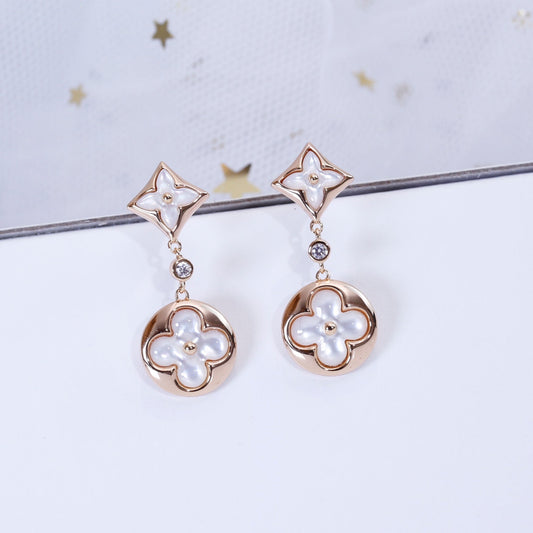 [ELAN LUXE]STAR AND SUN PINK GOLD MOP DROP EARRINGS