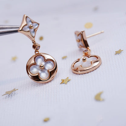 [ELAN LUXE]STAR AND SUN PINK GOLD MOP DROP EARRINGS