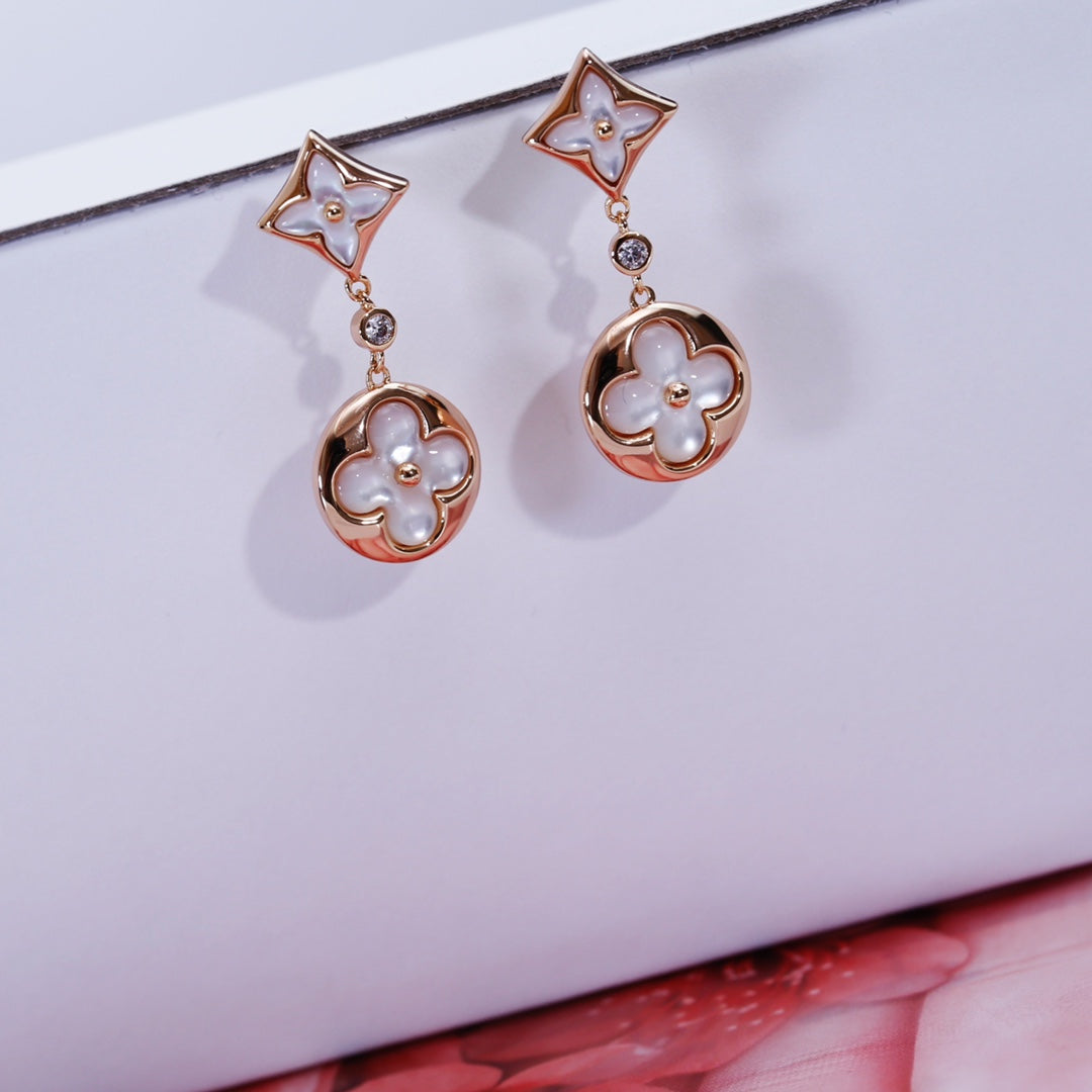 [ELAN LUXE]STAR AND SUN PINK GOLD MOP DROP EARRINGS