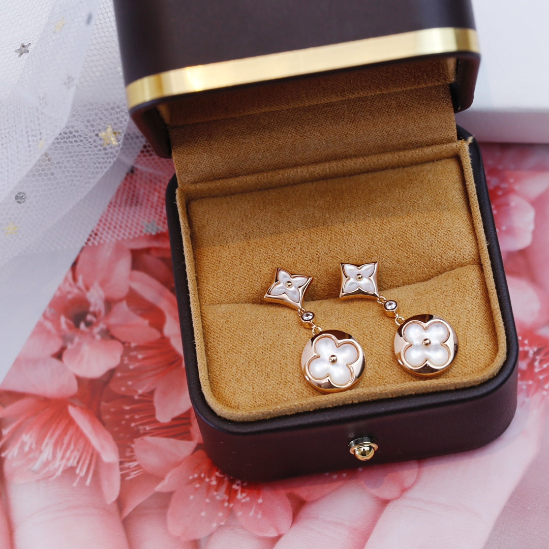 [ELAN LUXE]STAR AND SUN PINK GOLD MOP DROP EARRINGS