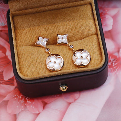 [ELAN LUXE]STAR AND SUN PINK GOLD MOP DROP EARRINGS