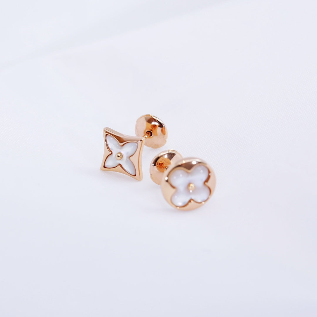 [ELAN LUXE]STAR AND SUN PINK GOLD MOP STUD EARRINGS