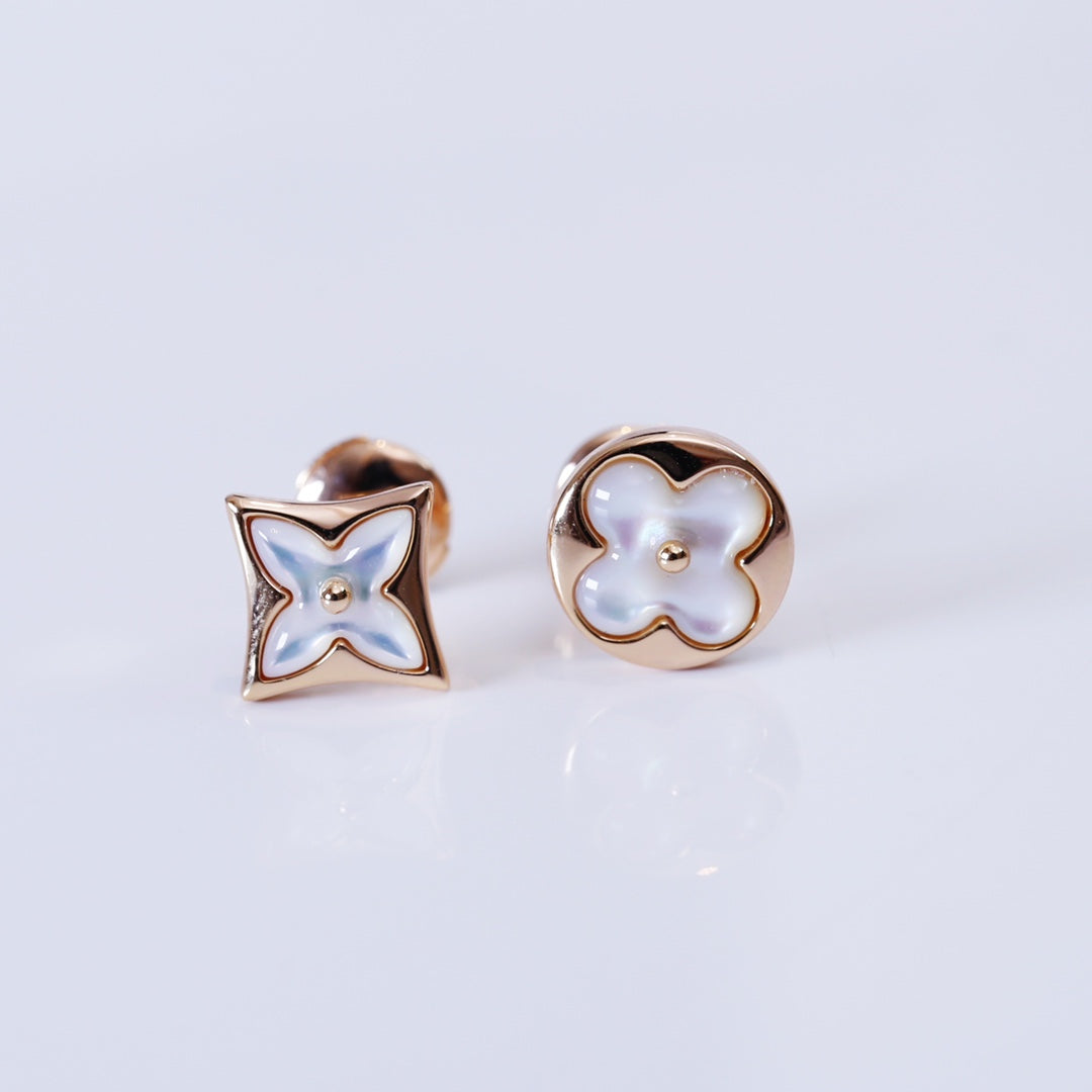 [ELAN LUXE]STAR AND SUN PINK GOLD MOP STUD EARRINGS