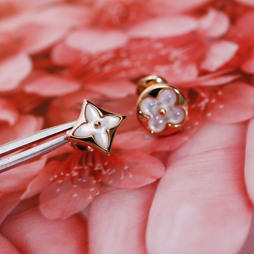 [ELAN LUXE]STAR AND SUN PINK GOLD MOP STUD EARRINGS