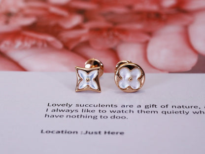 [ELAN LUXE]STAR AND SUN PINK GOLD MOP STUD EARRINGS