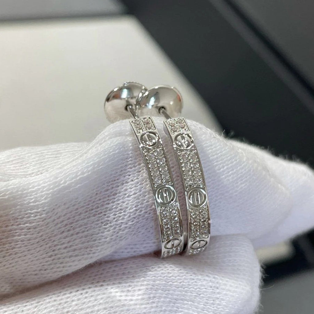 [ELAN LUXE]LOVE EARRINGS 3.6MM DIAMOND PAVED