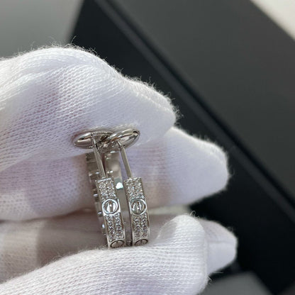 [ELAN LUXE]LOVE DIAMOND SILVER HOOP EARRINGS