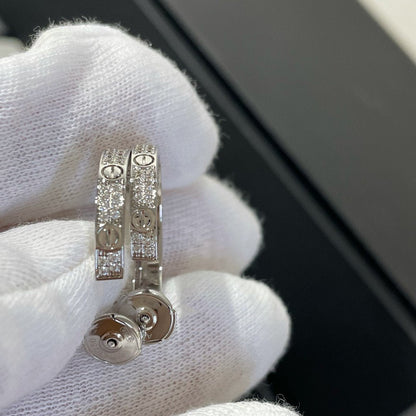 [ELAN LUXE]LOVE DIAMOND SILVER HOOP EARRINGS