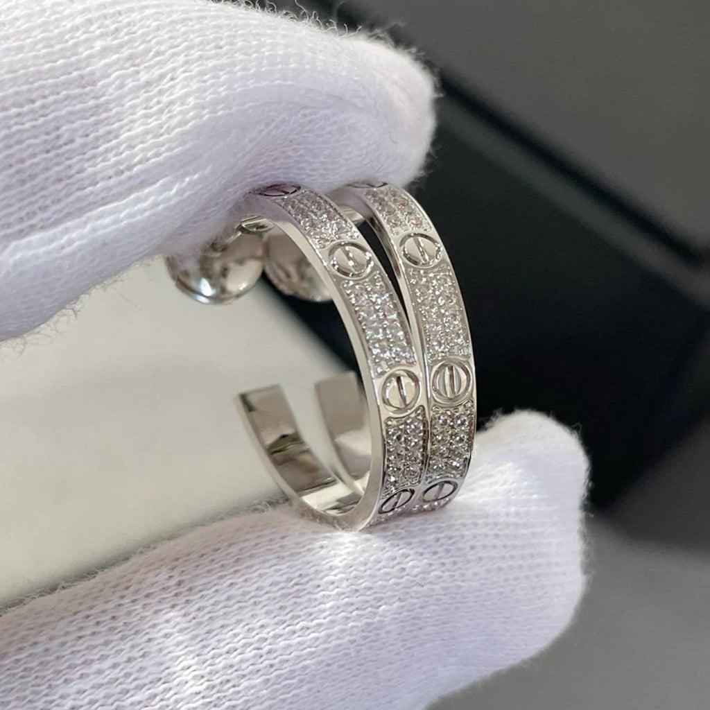 [ELAN LUXE]LOVE EARRINGS 3.6MM DIAMOND PAVED
