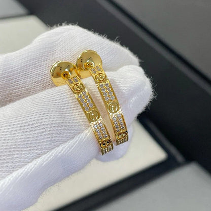 [ELAN LUXE]LOVE EARRINGS 3.6MM DIAMOND PAVED