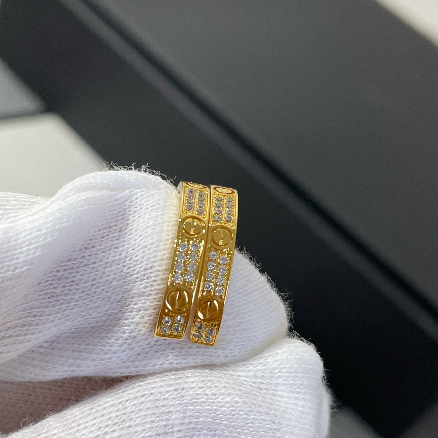 [ELAN LUXE]LOVE DIAMOND GOLD HOOP EARRINGS