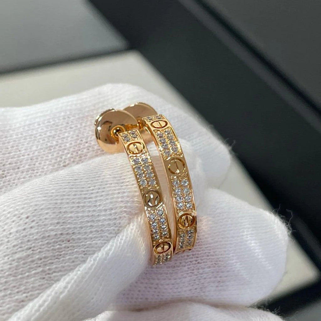 [ELAN LUXE]LOVE EARRINGS 3.6MM DIAMOND PAVED