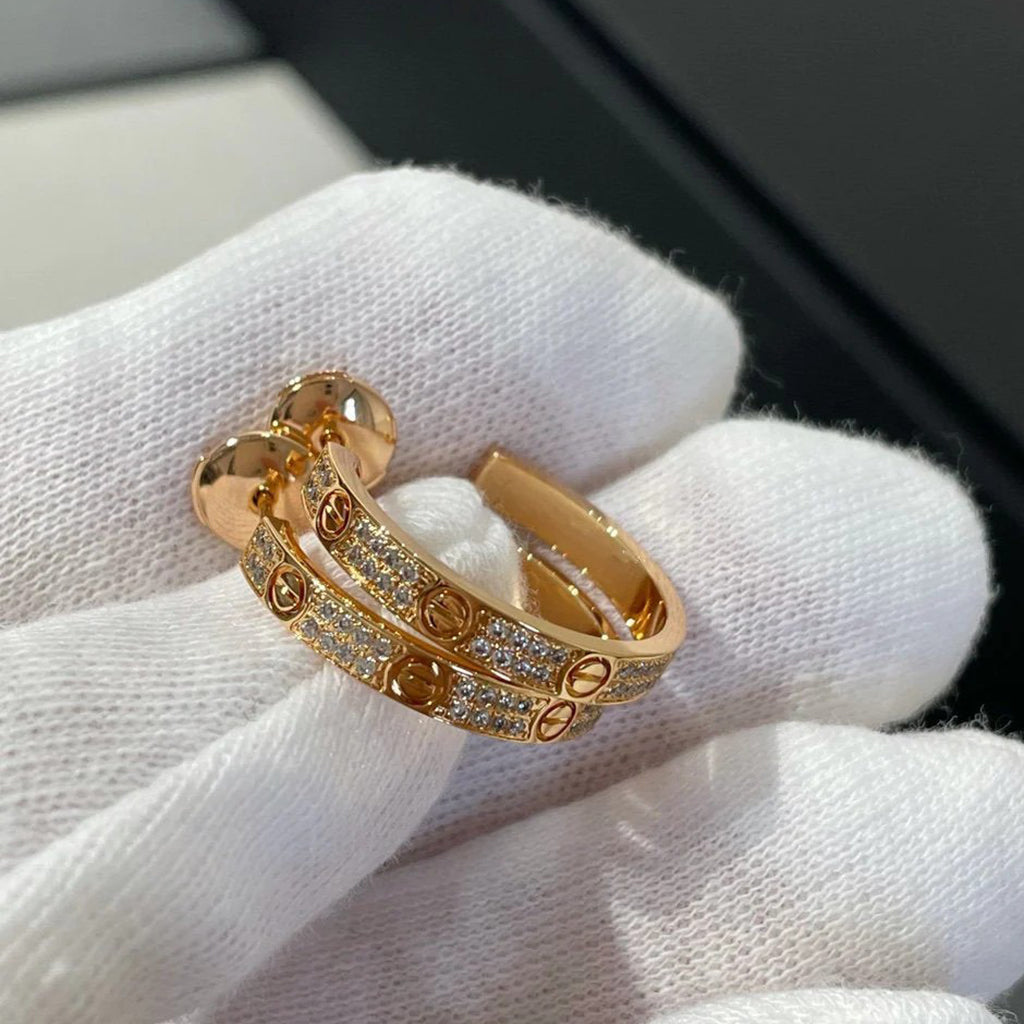 [ELAN LUXE]LOVE EARRINGS 3.6MM DIAMOND PAVED