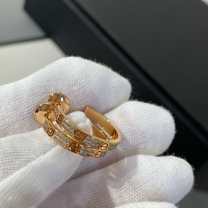 [ELAN LUXE]LOVE DIAMOND PINK GOLD HOOP EARRINGS