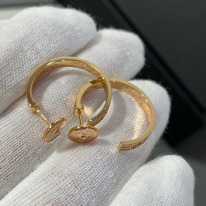 [ELAN LUXE]LOVE DIAMOND PINK GOLD HOOP EARRINGS