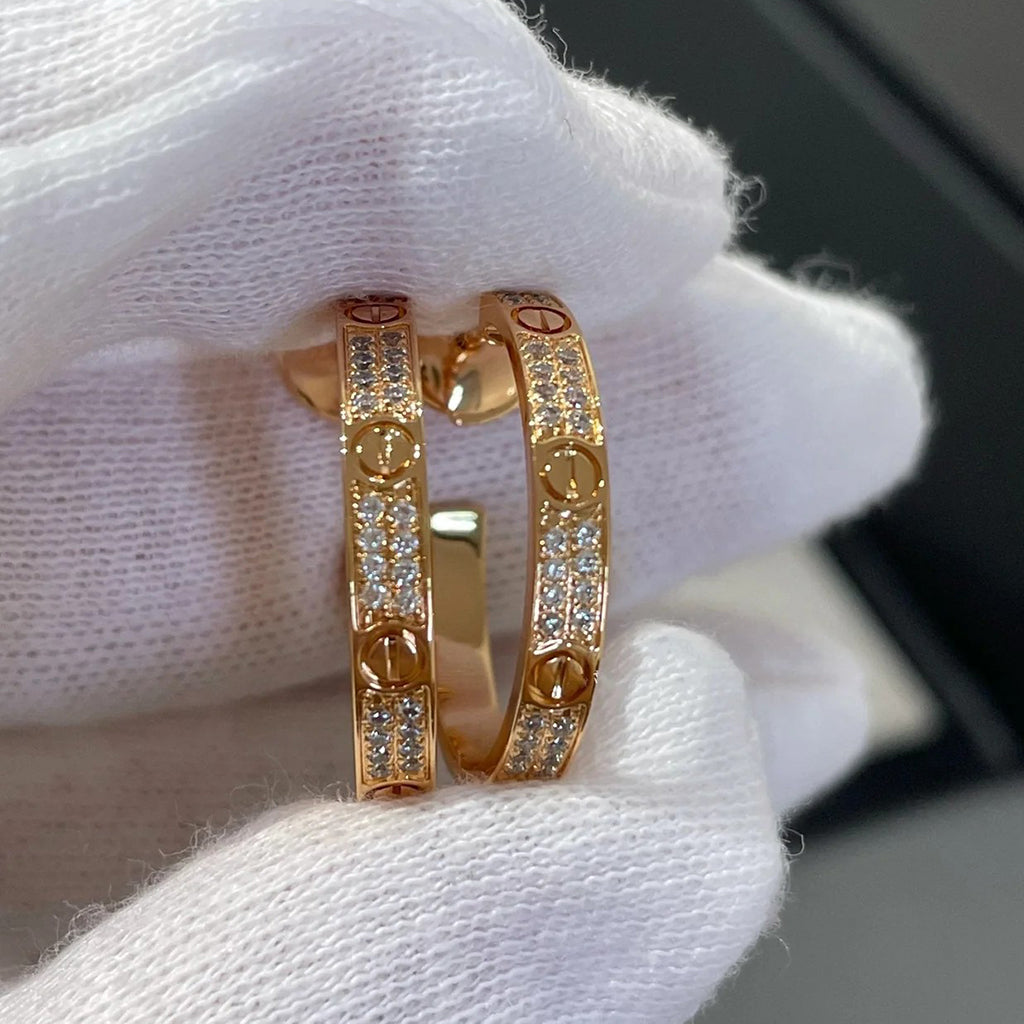 [ELAN LUXE]LOVE EARRINGS 3.6MM DIAMOND PAVED