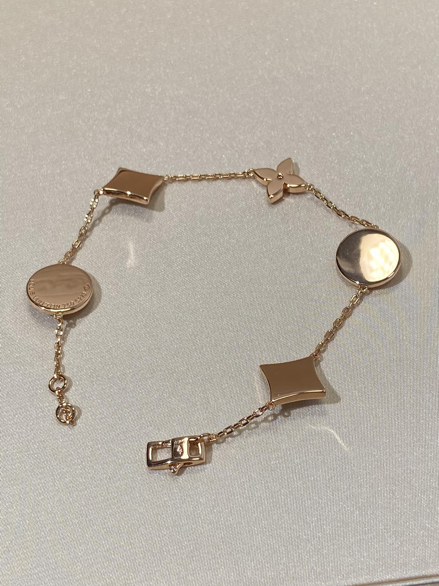 [ELAN LUXE]STAR AND SUN 5 MOTIF MOP PINK GOLD BRACELET