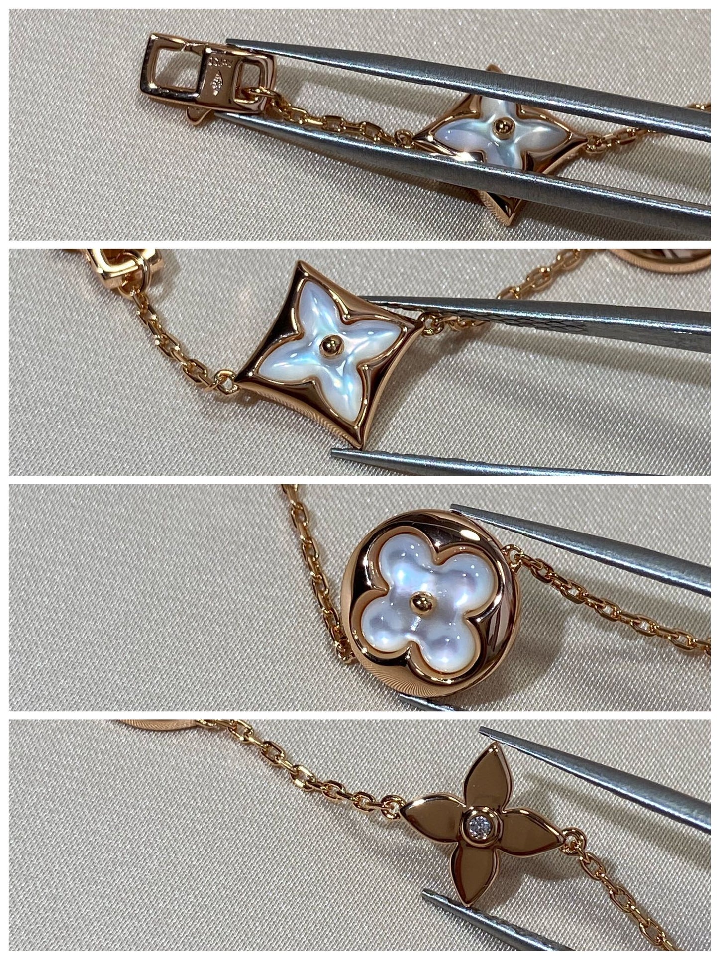 [ELAN LUXE]STAR AND SUN 5 MOTIF MOP PINK GOLD BRACELET
