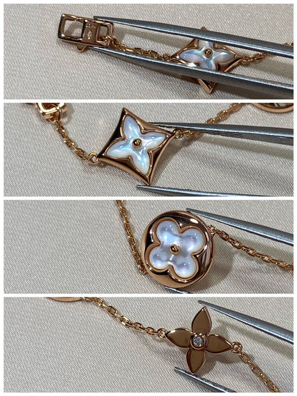[ELAN LUXE]STAR AND SUN 5 MOTIF MOP PINK GOLD BRACELET