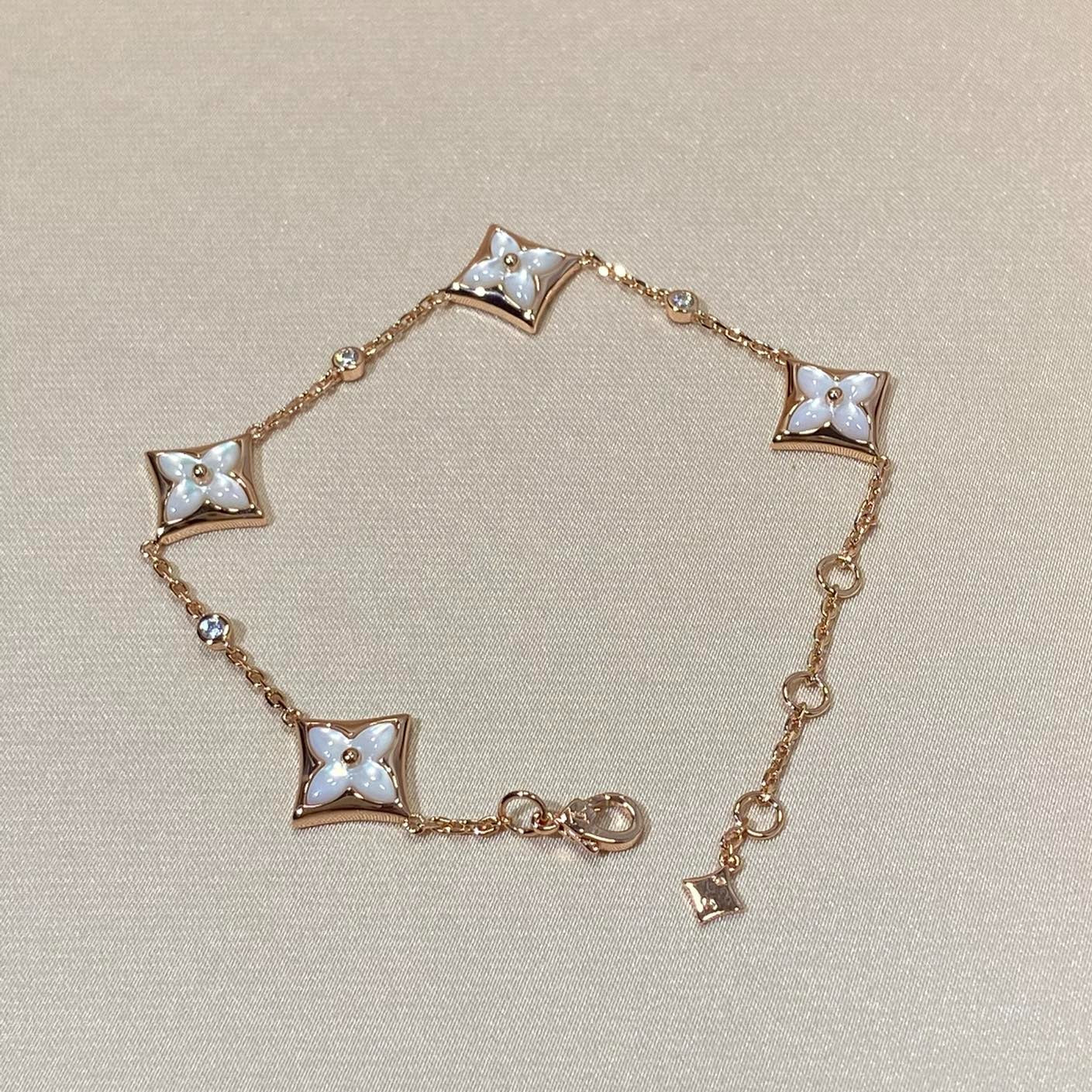 [ELAN LUXE]STAR 4 MOTIF MOP DIAMOND PINK GOLD BRACELET