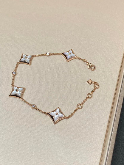 [ELAN LUXE]STAR 4 MOTIF MOP DIAMOND PINK GOLD BRACELET