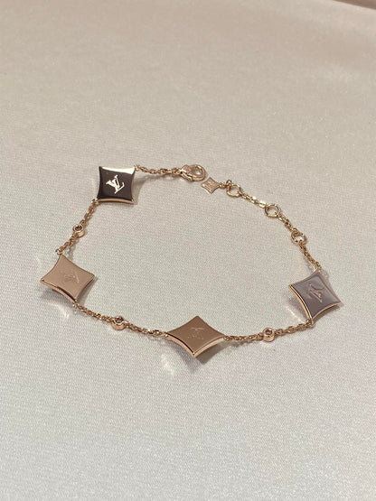 [ELAN LUXE]STAR 4 MOTIF MOP DIAMOND PINK GOLD BRACELET