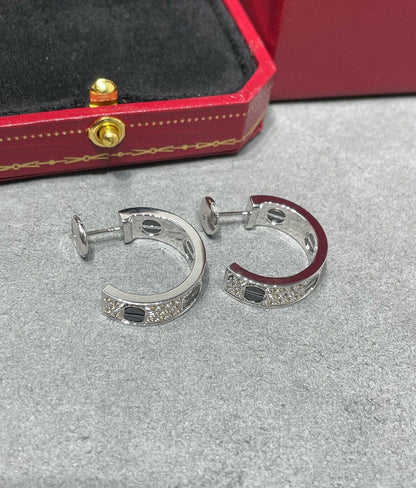 [ELAN LUXE]LOVE CERAMIC DIAMOND PAVED SILVER EARRINGS
