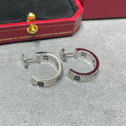 [ELAN LUXE]LOVE CERAMIC DIAMOND PAVED SILVER EARRINGS
