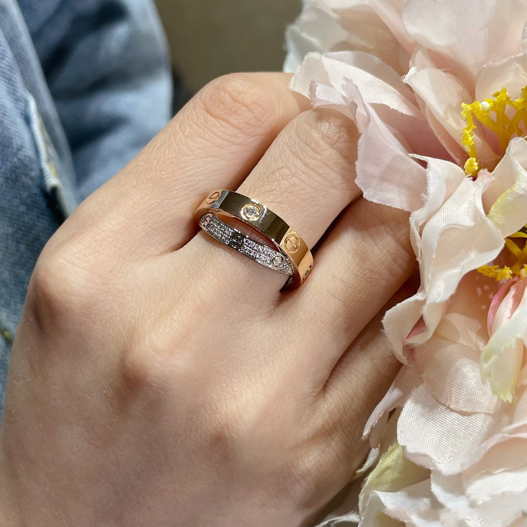 [ELAN LUXE]LOVE PINK GOLD SILVER DIAMOND DOUBLE RING